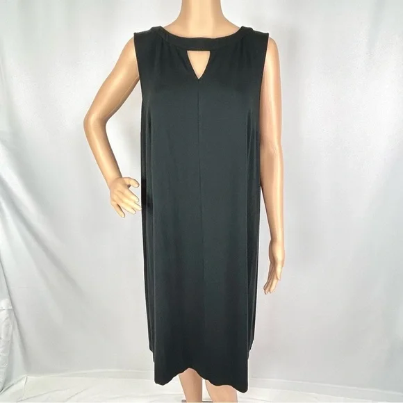 J. Jill Black Keyhole Neck Midi Dress Size 1X - Picture 2 of 12